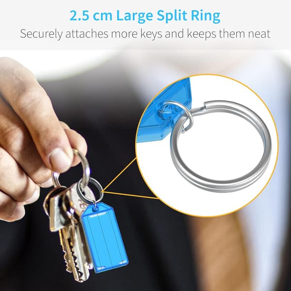 40 Pakke Heavy Duty Plast Nøgleringe med Split Ring Tag Vindue