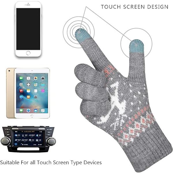 2 Par Dame Vinter Touchscreen Hansker Varme Strikket Termisk Hansker