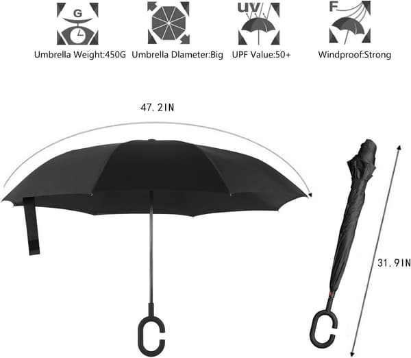 Vendt paraply, dobbeltlags UV-beskyttelse vindsikkert paraply