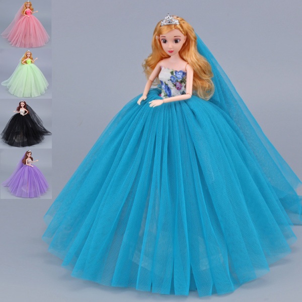 5-piece Barbie Doll Colorful Dress Big Wedding Dress Fluffy Dress