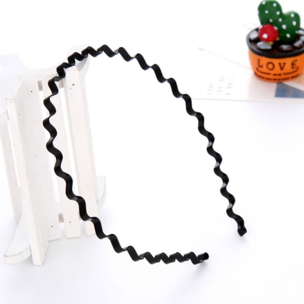 2 stk Unisex Svart Vårbølge Metall Hoops Hårbånd Jente Mann DXGHC