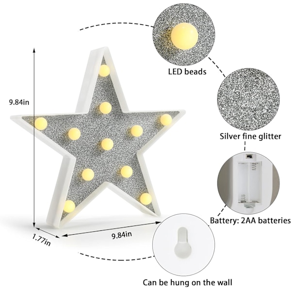 LED Marquee Stjerne, Glitter Stjerne Marquee Lys, Lysende Skinnende Stjerne