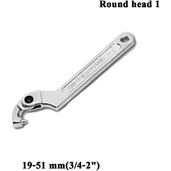 Chrome Vanadium Adjustable Hook Spanner C-Spanner Tool 19-51mm