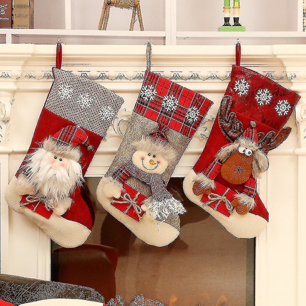 Julstrumpor Presentpåse Jul Stora Godissockor Santa Cl DXGHC