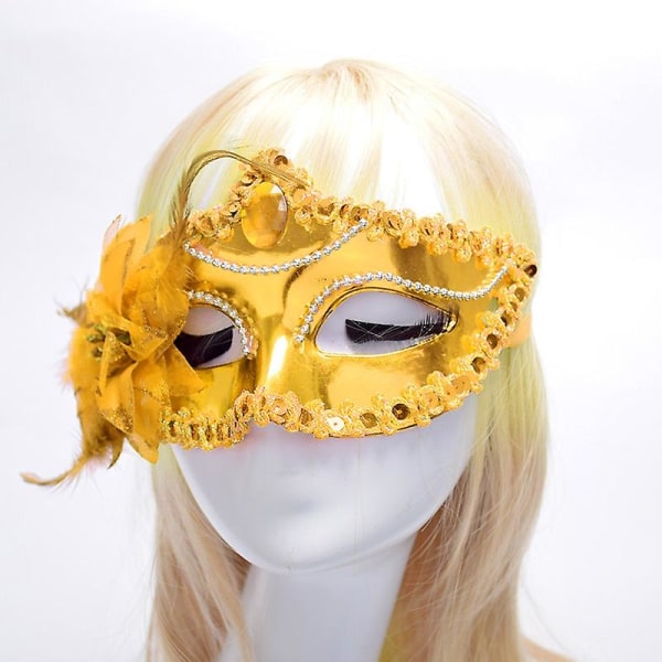 Plätering Side Flower Feather Venice Princess Mask DXGHC