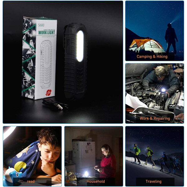 Ladesbar LED arbeidslys, 5W COB front-LED arbeidslys med krok