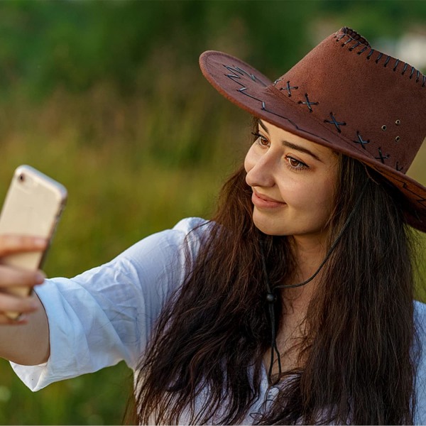 Cowboyhatt Kostymtillbehör Bredbrättad Vild Västern Cowgirlhatt