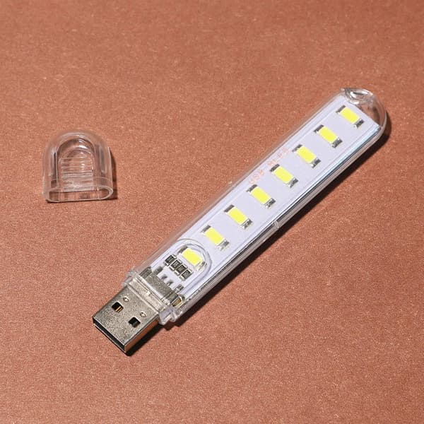 USB-lys, natlys stik, lille LED lysbjælke med 8 lamper