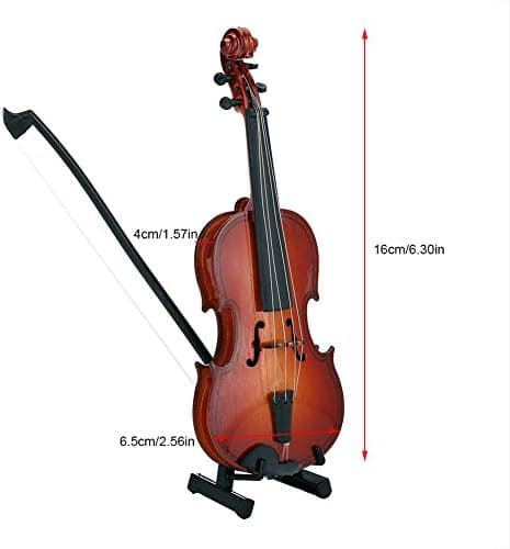 Træ Mini Violin Model Display, med Bue Stativ og Etui Musi