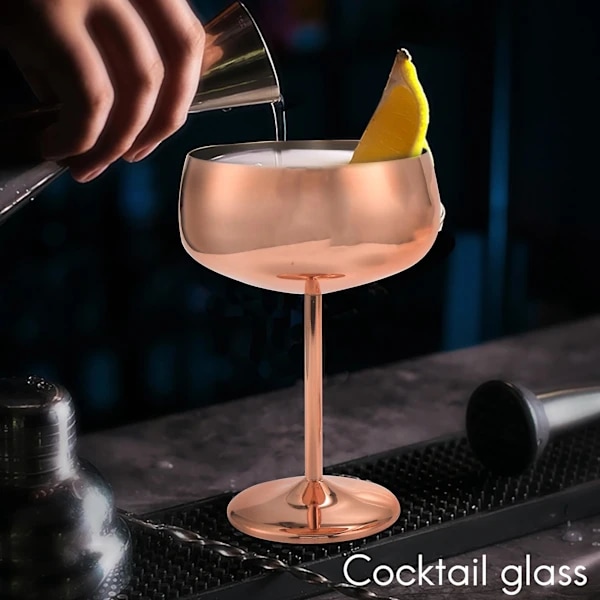 Kupari Coupe Champagneglas Setti 2 Ruostumatonta terästä Vintage Martini Cocktail Lasi Viinilasi A