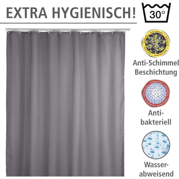 Anti-mögel duschdraperi grå, textildraperi med anti-mögel eff