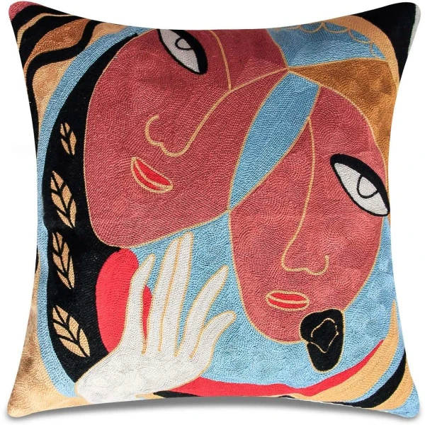 Set med 4 Picasso kuddfodral 45x45 cm Dekorativ soffkudde-Perfet