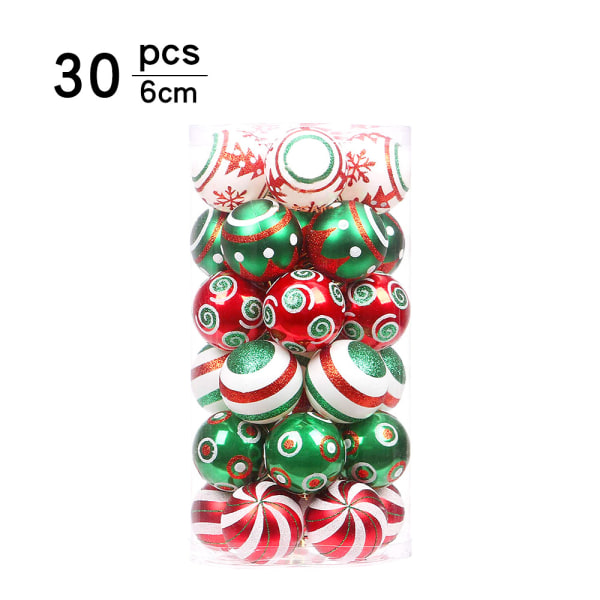 30 stycken fatmålade julgranskulor, 6 cm, plast, förgylld