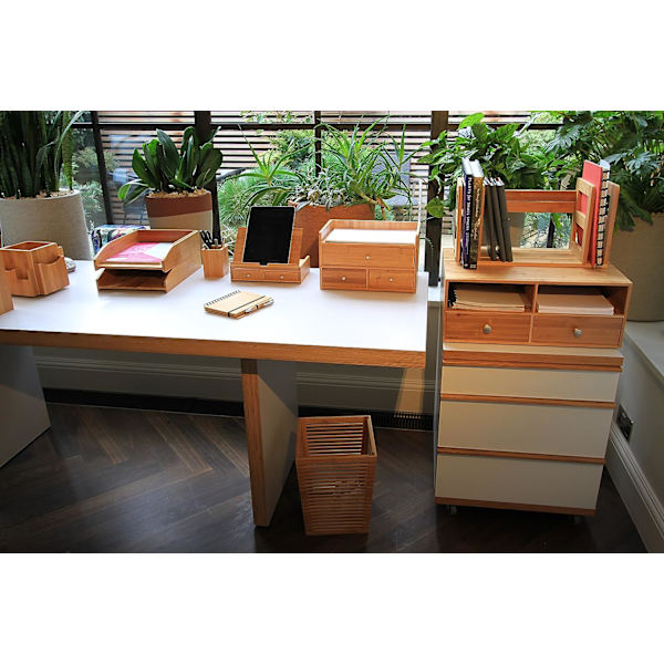 Skrivebords-Visitkort Holder, Brevholder Pengeholder, Lavet af Bambus