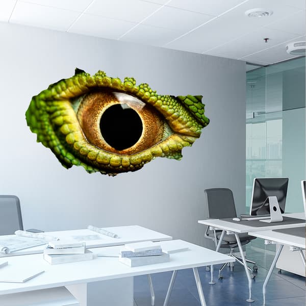 3D Broken Wall Vision Dinosaur Lizard Eyes Veggdekor