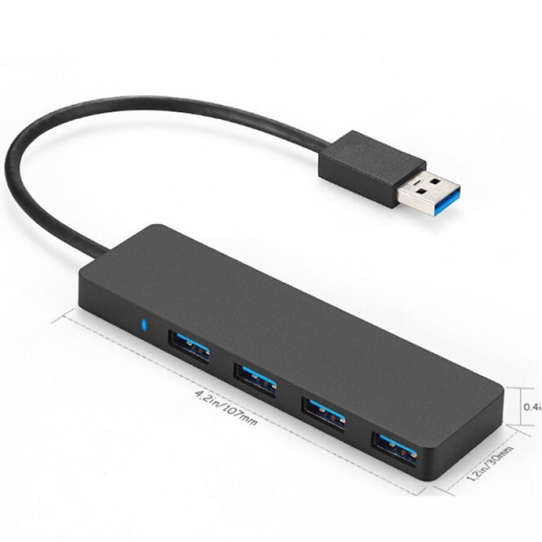 1-pack 4-ports USB 3.0-hub, ultrafint med 3,6 m förlängningskabel