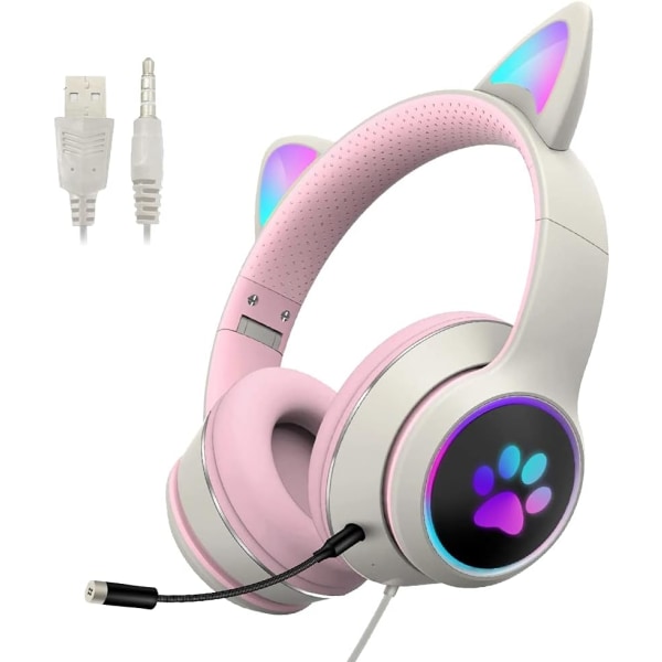 LED-kablede Chat-hovedtelefoner med Gaming Headset til Voksne og Teenagere