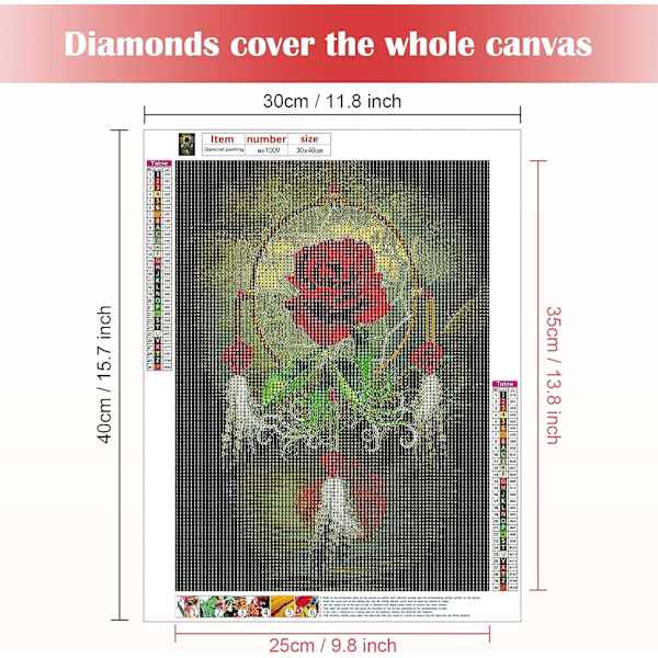 30x40cm 5D Diamantmålning Blommor Ros 5D Diamantmålning Diam