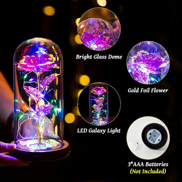 Led Enchanted Galaxy Rose Evig 24k Guldfolie Blomst Med Fe