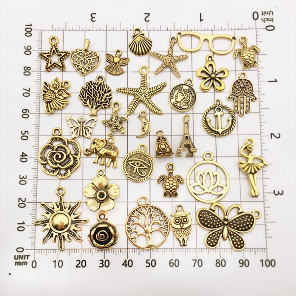 100 st Vintage Skelettnyckel Charm, Blandade Antik Stil Bro