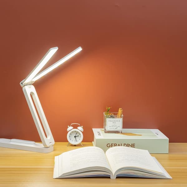 Dobbelt Hoved Skrivebordslampe med Stor Belysningsområde, Mini Lampe til Sma