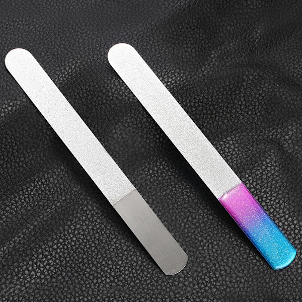 2-pack Emery Polerade Nagelfilar i Rostfritt Stål, Dubbelsidiga