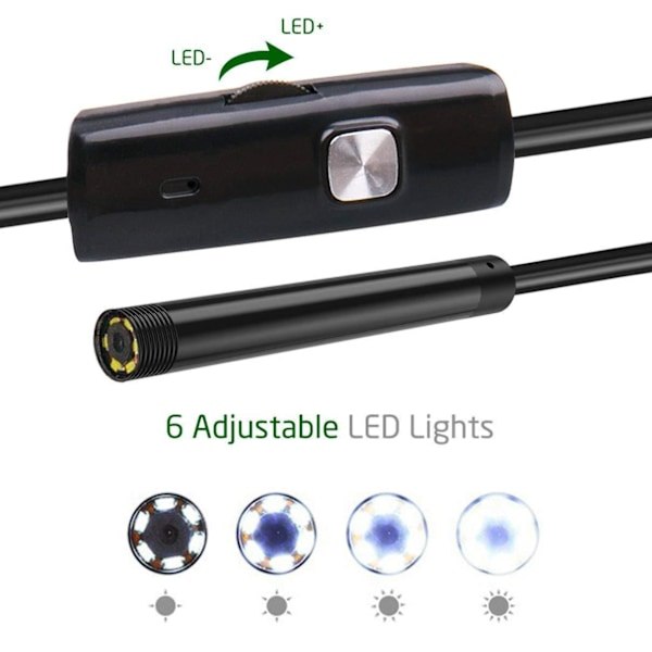 Endoskooppikamera USB/USB-C liitännällä, musta
