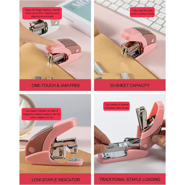 Smidig Mini Häftapparat Set, 20 Ark Kapacitet, Integrerad Avtagare