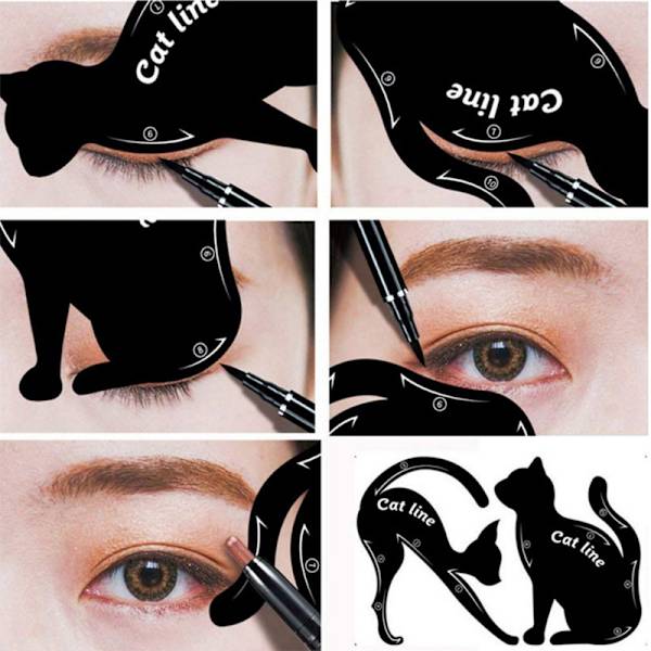 2 kpl eyeliner-apua kissalle, eyeliner-kortti, eyeliner-kortti, eyeliner