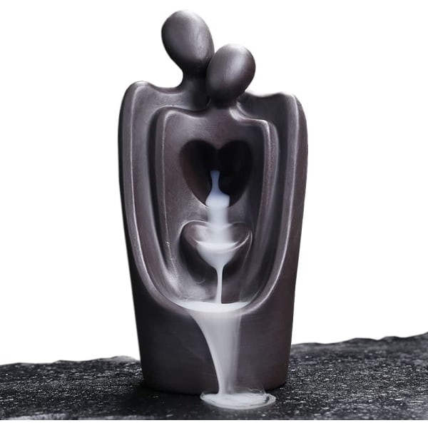 Hjerte til hjerte keramisk backflow røgelsebrænder statue, par sta