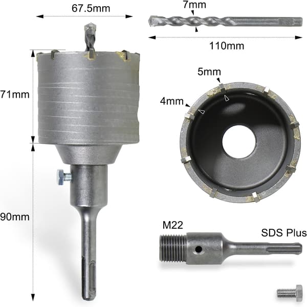 68mm Hulsav til Mursten Hulsav Beton Hulsav Kernebor med Adapter