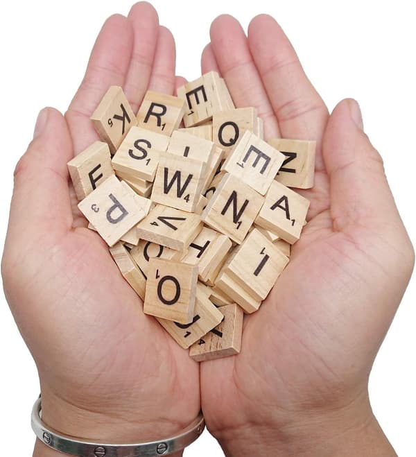 300 stk Træ Scrabble Fliser, Scrabble Bogstaver til Håndværk, Lavning