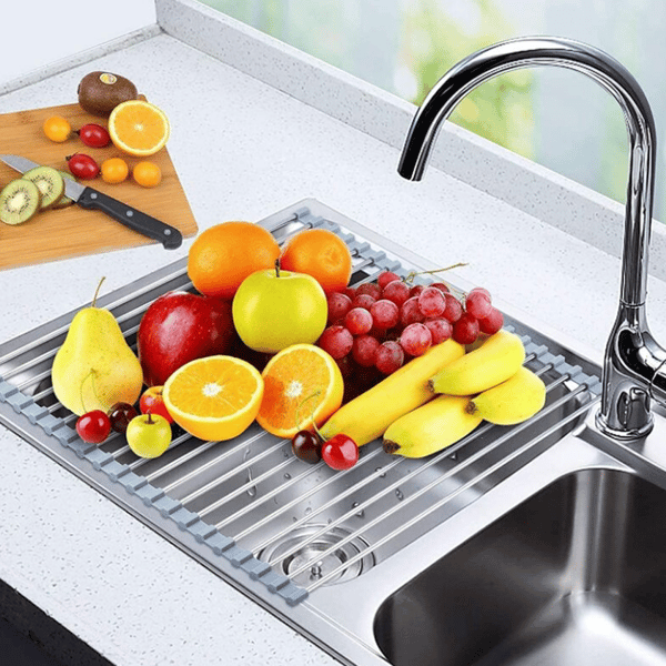 Rulleop Dish Stativ, 33*23CM, Grå, 100% BPA Fri Foldbar