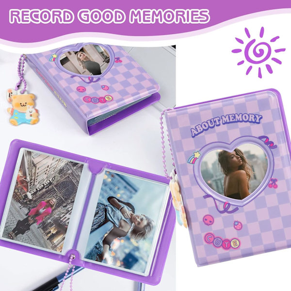 7,6 cm Kpop Instax Mini Fotoalbum, Liten Fotoalbum med Nøkkelring