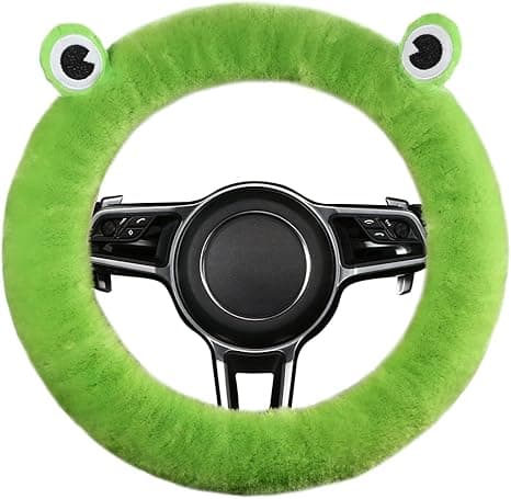 Bilrattstyredeksel, søt stil fluffy ekte ull saueskinn