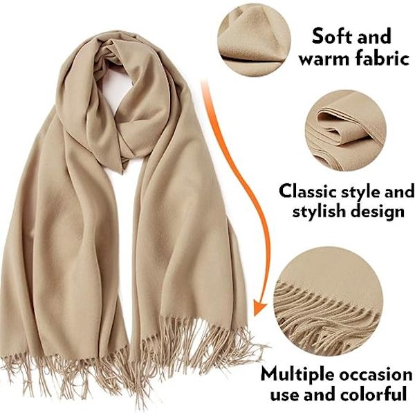 Sjal til Kvinder og Mænd - Pashmina Shawl Wrap til Efterår/Vinter - Bryllupssjal