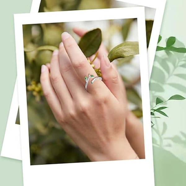Leaves Ring Kvinna Justerbar Ring 925 Sterling Silver Mode Ring
