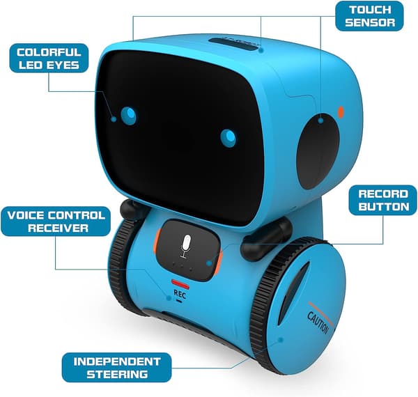 （blå）Børne Robot Legetøj, Interaktiv Smart Talende Robot med Stemme