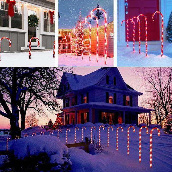 10 stycken julgodislampor, solcellsdrivna stavar, markbelysning