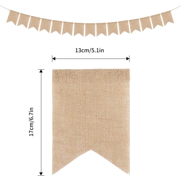 Jute Flag Garland Banner Burlap Bunting 4,5M Jute Stof Penna