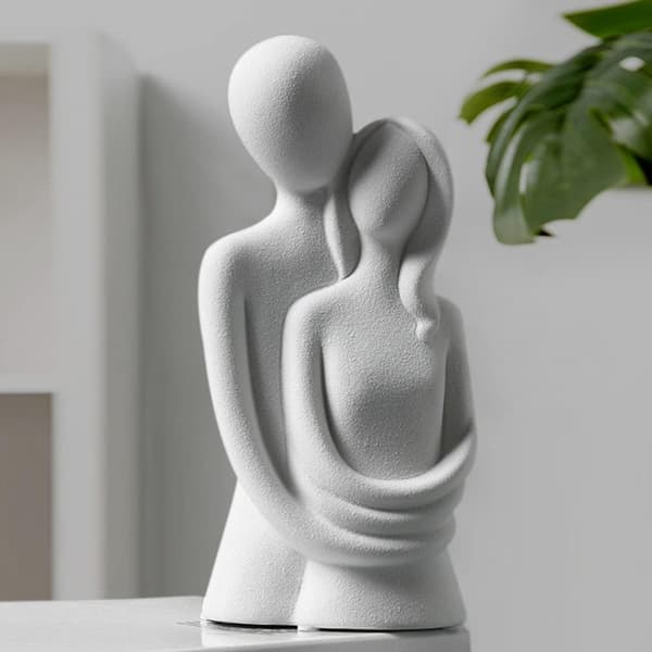 Moderne Keramikk-Skulptur av Par - Abstrakt Keramikk-Skulptur for