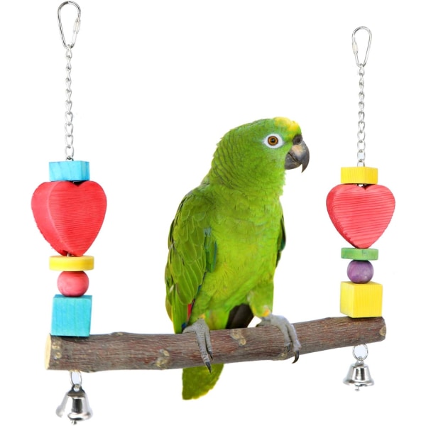 Trä papegoja abborre, gunga, hängande leksak för Conure, Cockatiel, Af