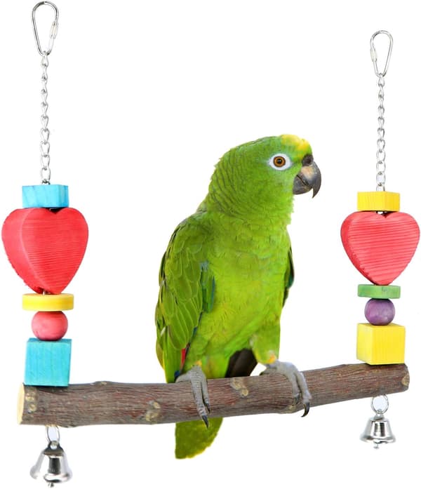 Træpapegøje-perchesving, hængende legetøj til Conure, Cockatiel, Af