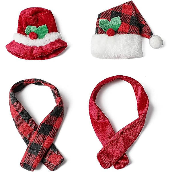 Fire små julehatte og fire julescarfs, juleha