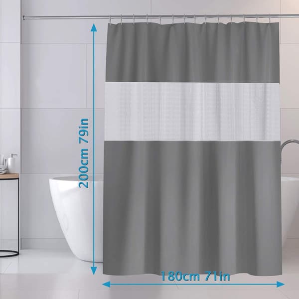 Dusjforheng 200x180cm Badeforheng Polyester og EVA Halvtransparent