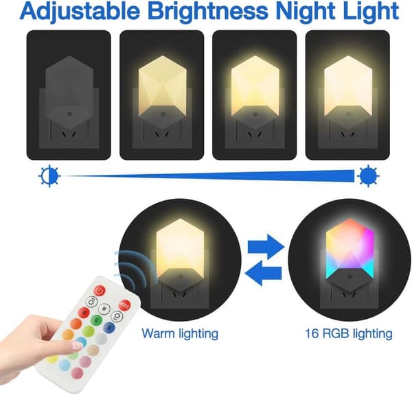 LED nattlys, barnas LED nattlys elektrisk støpsel, RGB Ch