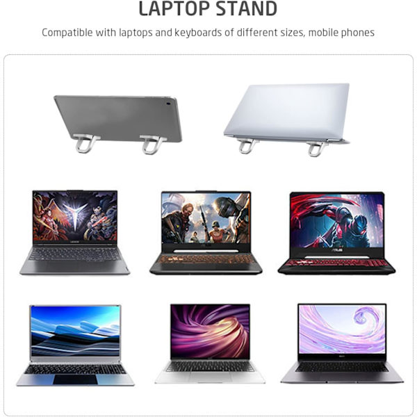 2-delt Laptop Stativ, Foldbar Stativ, Selvklæbende Computer Stativ