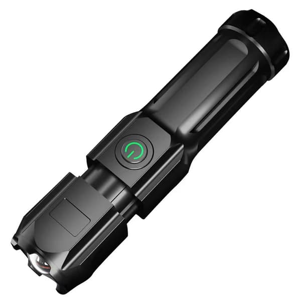 LED stærk lys lommelygte USB genopladelig zoom teleskopisk