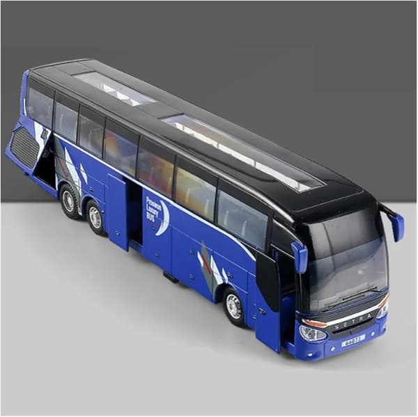 1/32 Setra Luksus Bus Legetøjsbil Diecast Miniaturemodel Pull Back Lyd & Lys Pædagogisk Samling Gave Til Dreng Børn Blue