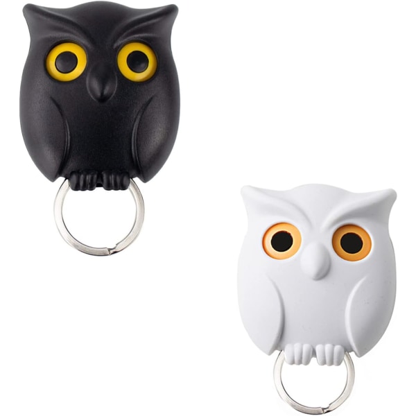 2 STK Uglenøkkelholder Søt Ugle Veggnøkkelholder, Magnetisk Natuglenøkkelholder med Automatisk Open Close Eyes Owl Key Ho